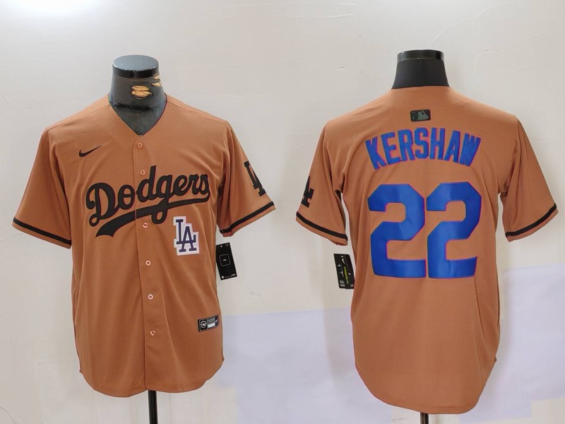 Men Los Angeles Dodgers #22 Kershaw army green joint name 2024 Nike MLB Jersey style 6